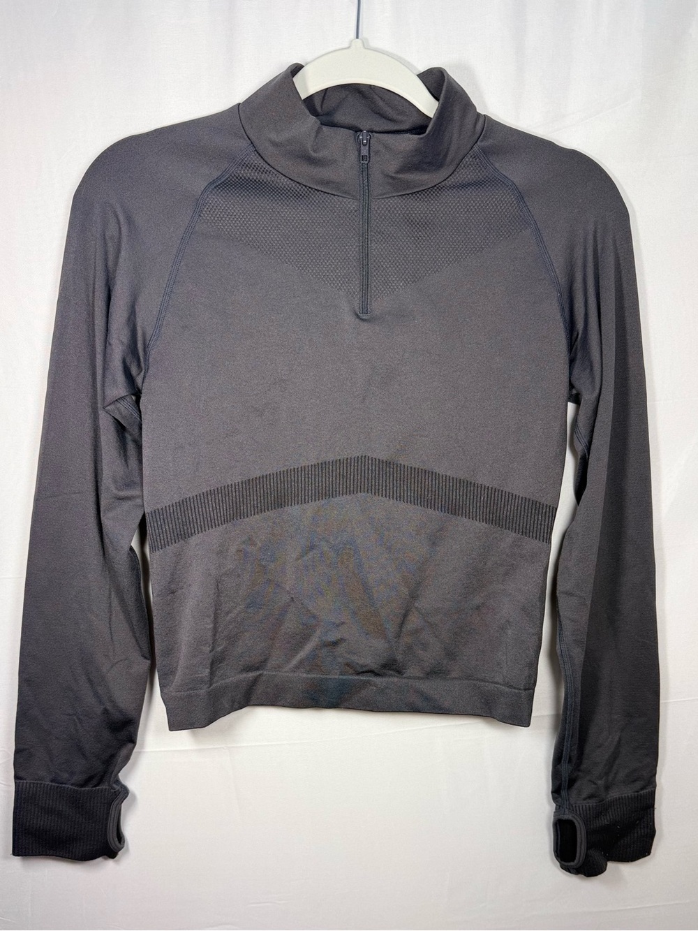 Victoria's Secret PINK Active Women Dark Grey Quarter Zip Crop Pullover Size M/L